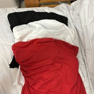 Three strapless crop shirts size large